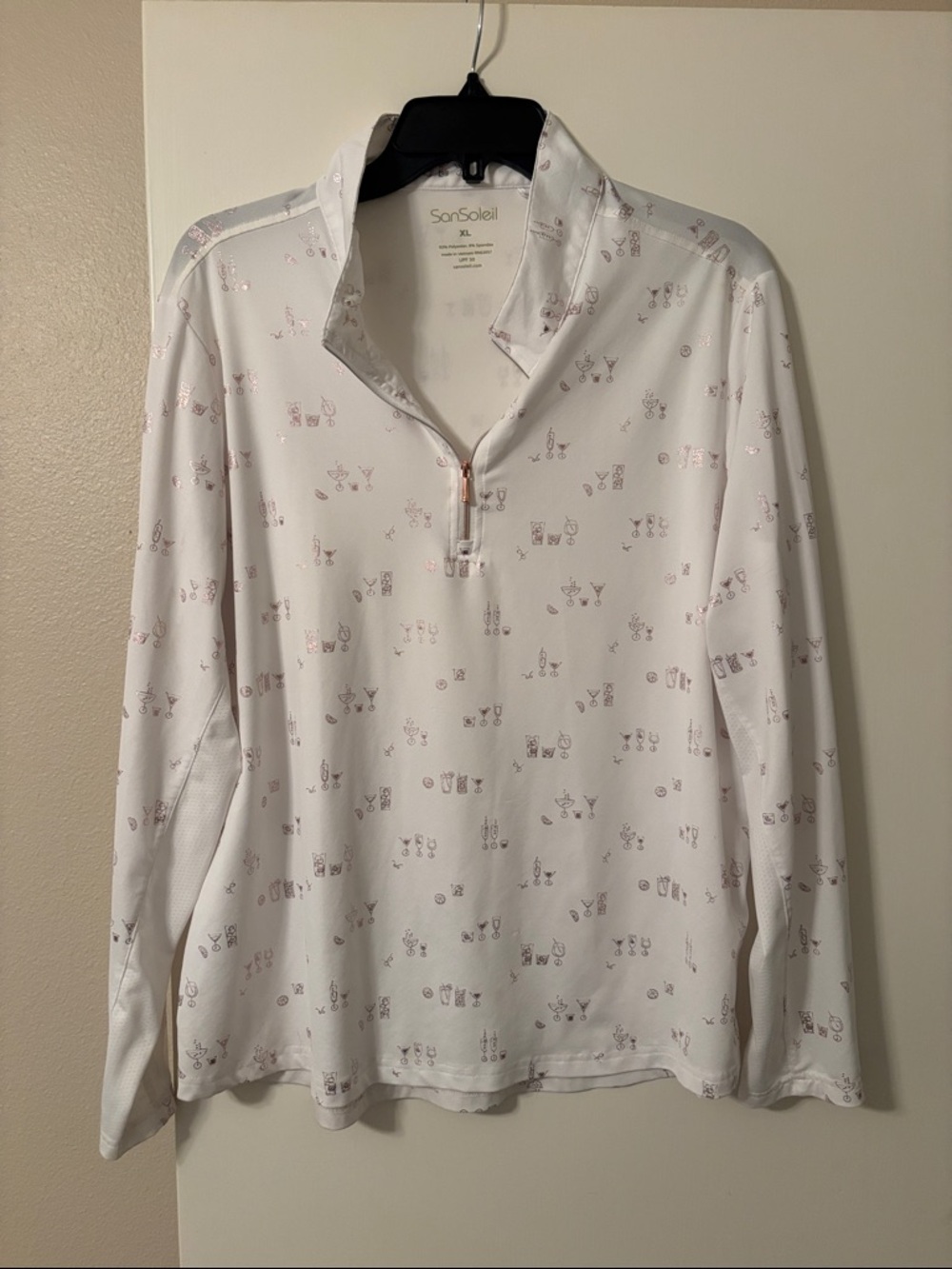 SanSoleil White Long Sleeve Quarter-Zip Tee